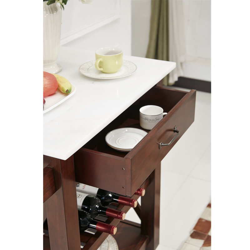 Charlton Home® Brycen Marble Kitchen Cart Wayfair